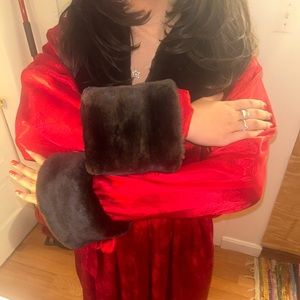 Rare vintage Victoria Secret Satin robe with fur trimming.